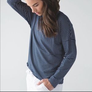 Lululemon LS Cruiser Top navy and white striped